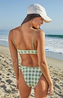 Amor y Besos Green Plaid Toledo Tank Bikini Top