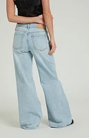 Pacsun Lena Light Indigo Ripped Low Rise Super Baggy Jeans