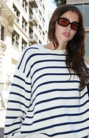 John Galt White & Black Striped Brianna Sweater