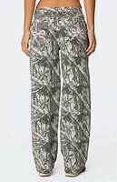 Edikted Camo & Bow Low Rise Jeans