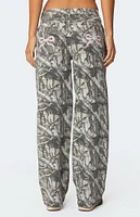 Edikted Camo & Bow Low Rise Jeans