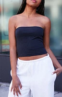 John Galt Black Amelia Cropped Tube Top