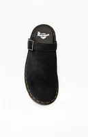 Dr Martens Black Zebzag Suede Slingback Platform Mules