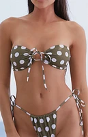 Pacsun Eco Green Polka Dot Splash Bandeau Bikini Top