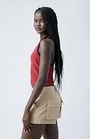 Pacsun Light Brown Mid Rise Slouchy Workwear Shorts