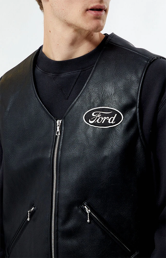 FORD Pleather Zip Vest