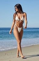 Pacsun Ivory Katelyn Tie Triangle Bikini Top