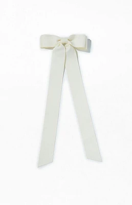 LA Hearts Cream Ribbed Double Loop Bow Barrette
