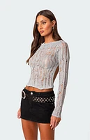 Edikted Open Back Metallic Knit Top