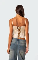 Edikted Arabelle Satin Lace Up Corset