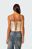 Edikted Arabelle Satin Lace Up Corset