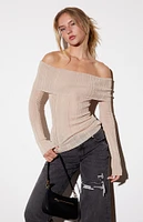 LA Hearts Blake Sheer Off-The-Shoulder Sweater