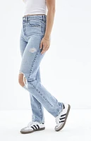 PacSun Light Indigo Ripped Knee Dad Jeans