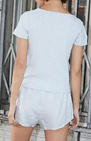 John Galt Floral Zelly Pointelle Short Sleeve Top