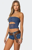 Edikted Laurier Distressed Knit Tube Top
