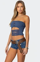 Edikted Laurier Distressed Knit Tube Top