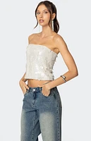 Edikted Samara Sequin Strapless Top