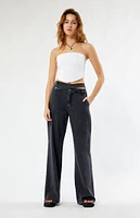 CIRCUS NY Black High Waisted Denim Trousers