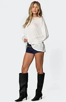 Edikted Oversized Semi Sheer Long Sleeve T-Shirt