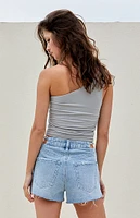 PacSun Light Indigo Chain High Waisted Denim Festival Shorts