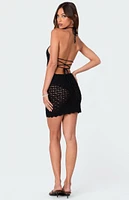 Edikted Shelli Open Back Crochet Mini Dress