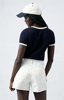 Pacsun Eco Off White High Waisted Girlfriend Cargo Shorts