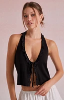 Beverly and Beck Hailey Trim Halter Tank Top
