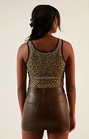 PS / LA Lips Leopard Cropped Tank Top