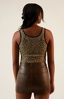 PS / LA Lips Leopard Cropped Tank Top