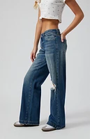 Pacsun Casey Ripped Knee Low Rise Baggy Jeans Medium Indigo
