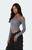 Edikted Jane Tie Front Knit Top