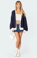 Edikted Contrast Chunky Knit Cardigan