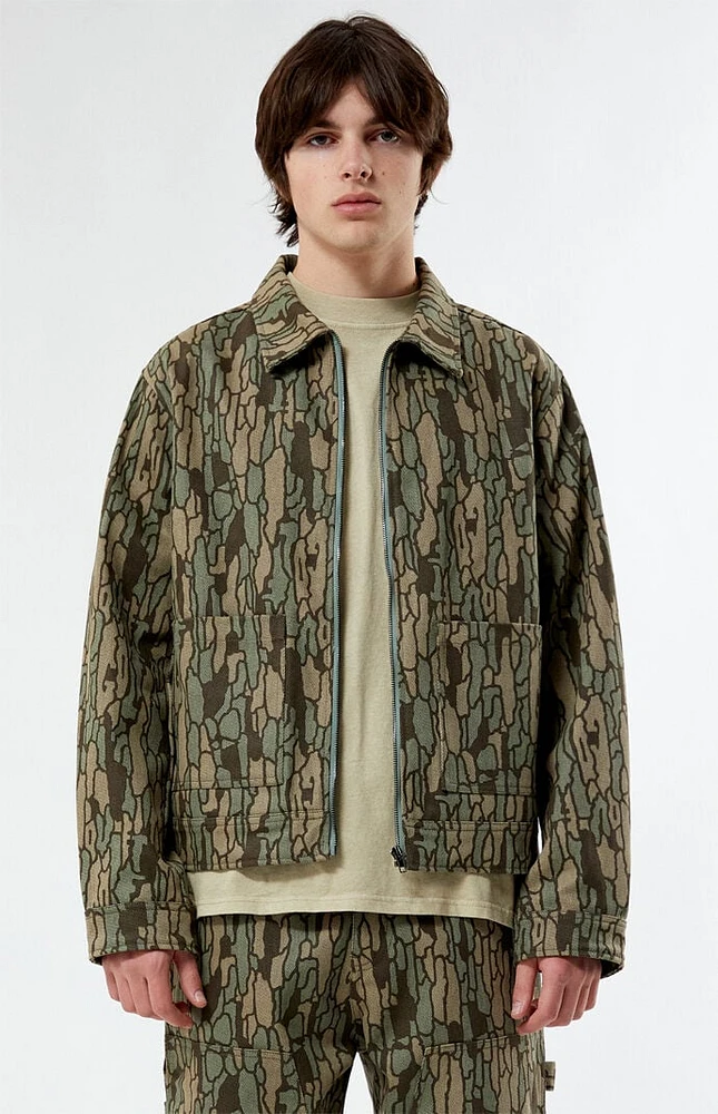 QUIET GOLF Bark Camo Bull Denim Jacket