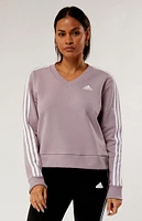 adidas Lavender 3-Stripes V-Neck Sweatshirt