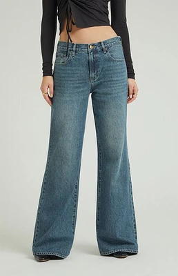 Pacsun Lena Medium Indigo Sparkle Low Rise Super Baggy Jeans