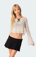 Edikted Grace Sheer Ruffle Chiffon Top