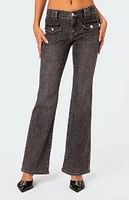 Tatum Washed Low Rise Flare Jeans