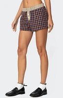 Edikted Mixed Plaid Boxer Shorts