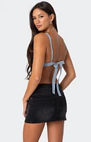 Edikted Sheer Lace Open Back Tank Top