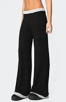 Edikted Domino Contrast Lace Trim Pants