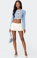 Edikted Margaux Textured Ruffle Mini Skort