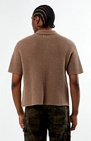Pacsun Brown Spence Open Knit Camp Shirt