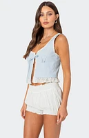 Edikted Shiloh Tie Front Eyelet Trim Top