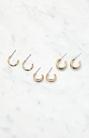 LA Hearts 3 Pack Edgy Gold Earrings