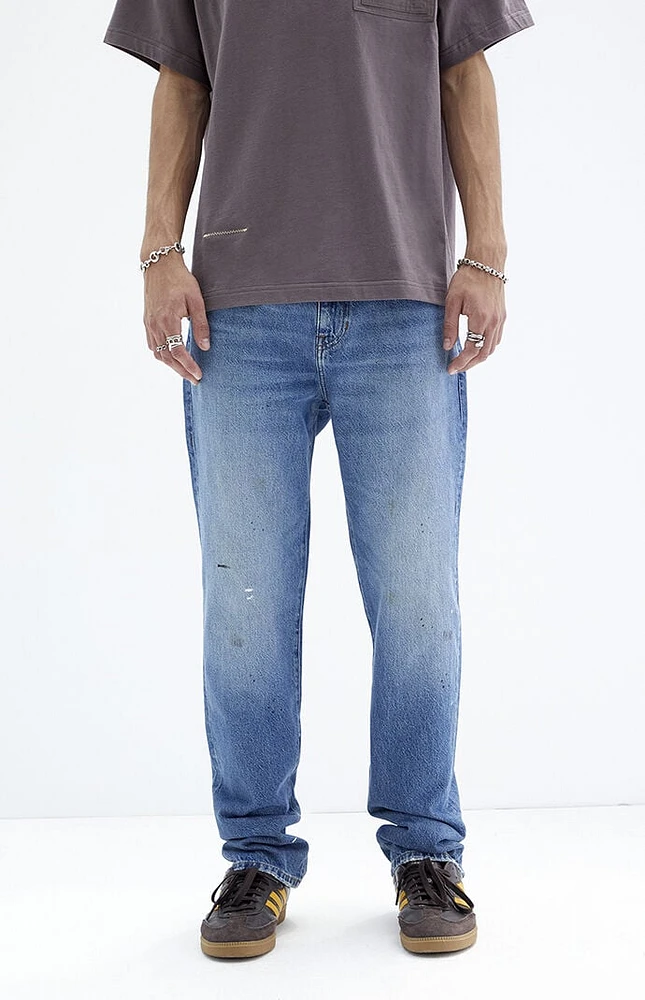 PacSun Medium Indigo Paint Splatter Straight Jeans