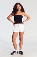 PacSun White Ripped High Waisted Denim Festival Shorts