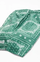 PacSun Recycled Bandana Block Green 4.5" Swim Trunks