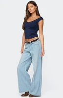 Edikted Angeline Wide v Neck Top