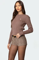 Edikted Beverly Bow Cable Knit Sweater