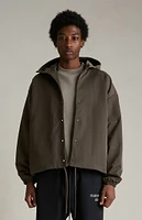 Fear of God Essentials Brown Textured Nylon Hooded Jacket